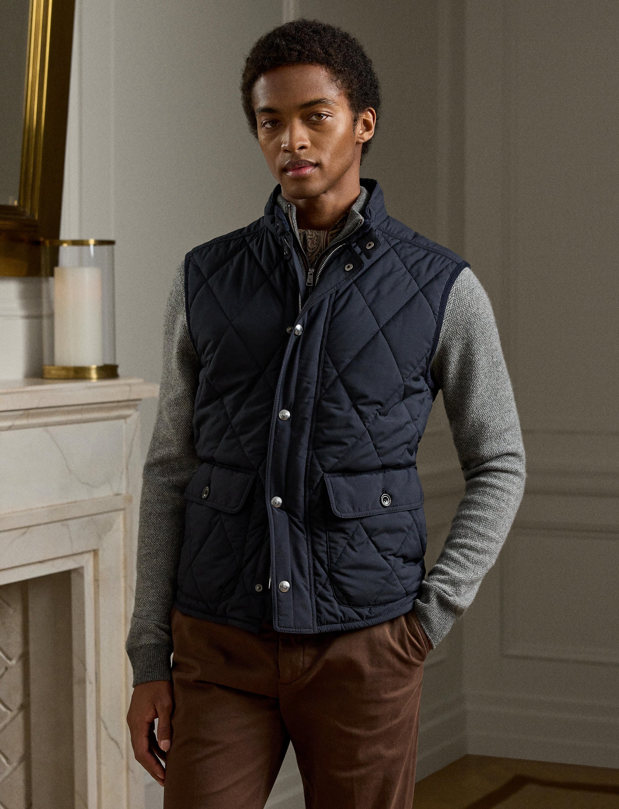Carleton quilted down cardigan - Classic Chairman Navy