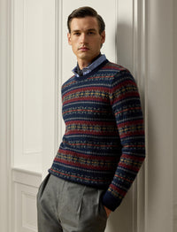 Pull Fair Isle en laine et cachemire mélangé - Equestrian Navy Mu