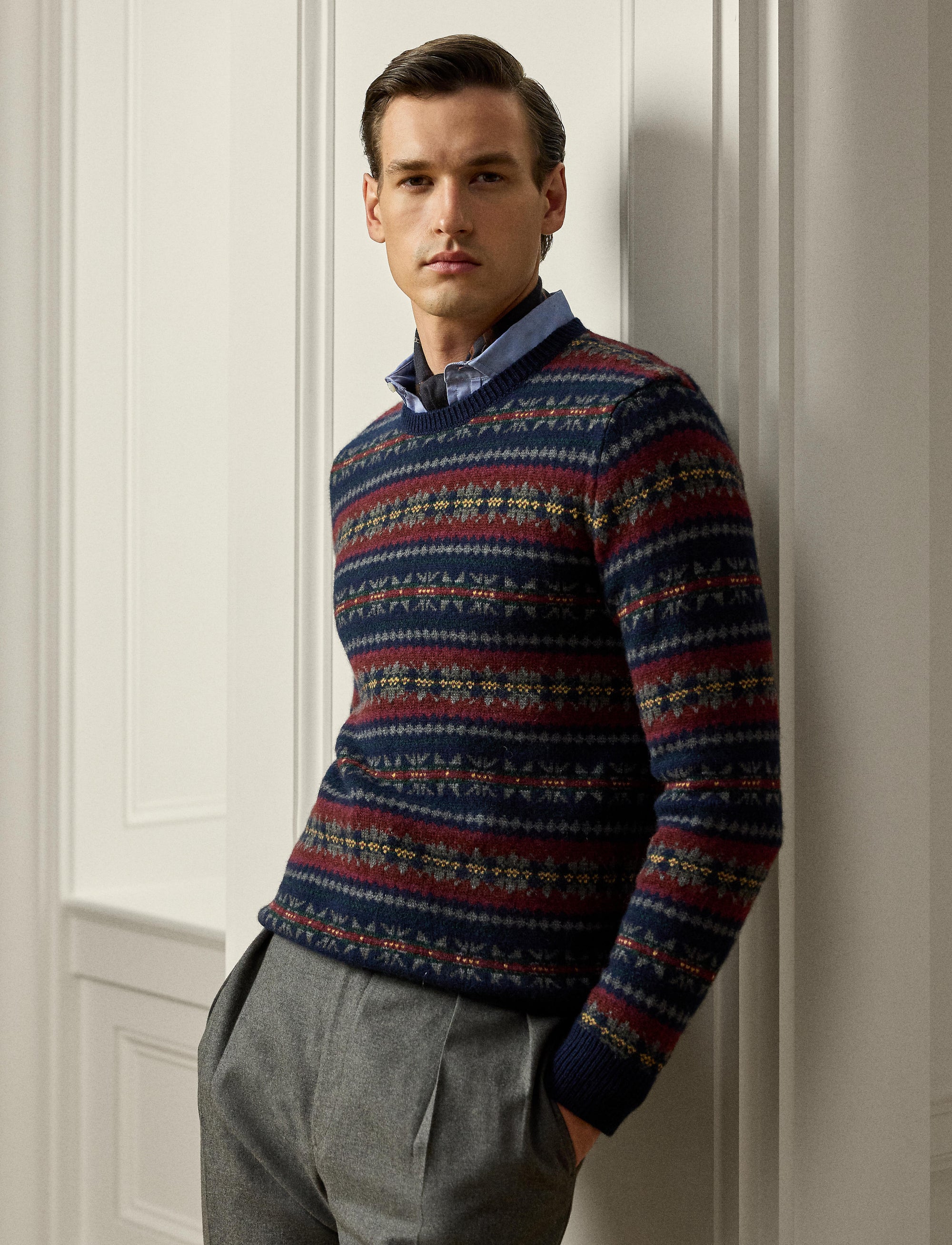 Pull Fair Isle en laine et cachemire mélangé - Equestrian Navy Mu