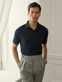 Silk pique polo shirt - Classic Chairman Navy Emb