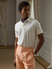 Silk piqué polo shirt - Off White