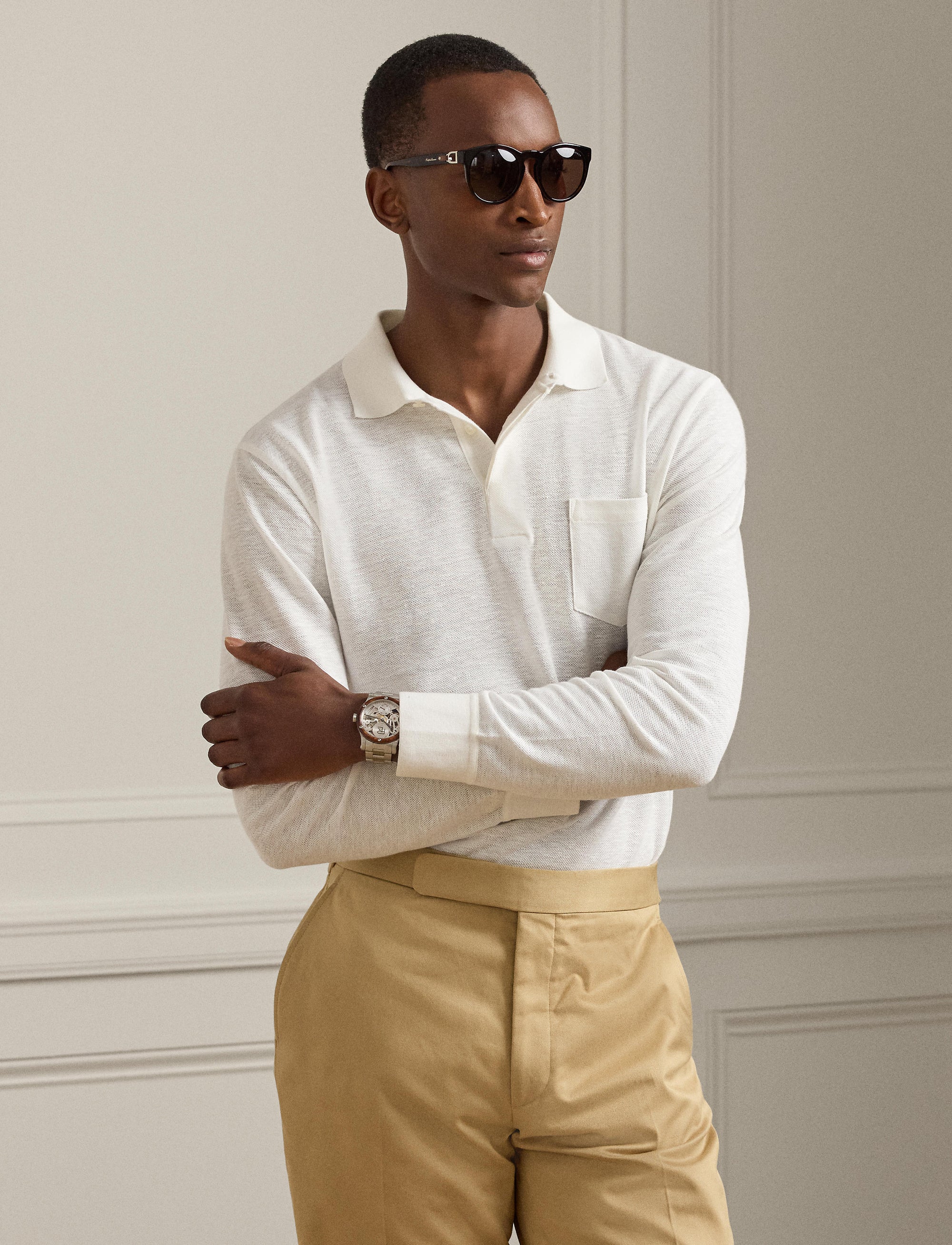 Polo en piqué de lin - Off White