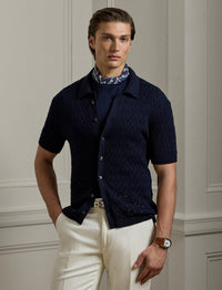 Cardigan texturé à manches courtes - Classic Chairman Navy