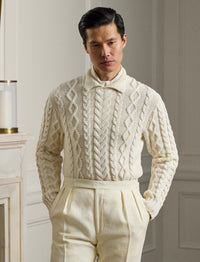 Pull à torsades coton mélangé - Classic Cream