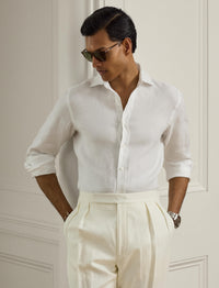 Shirt in braided linen - White