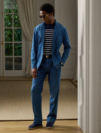 Pantalon Glenn fait main en denim - Shore Indigo