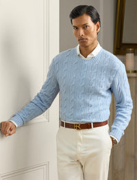 Pull en cachemire torsadé - Chambray Blue