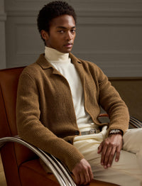 Cardigan en cachemire - Dark Camel Melange