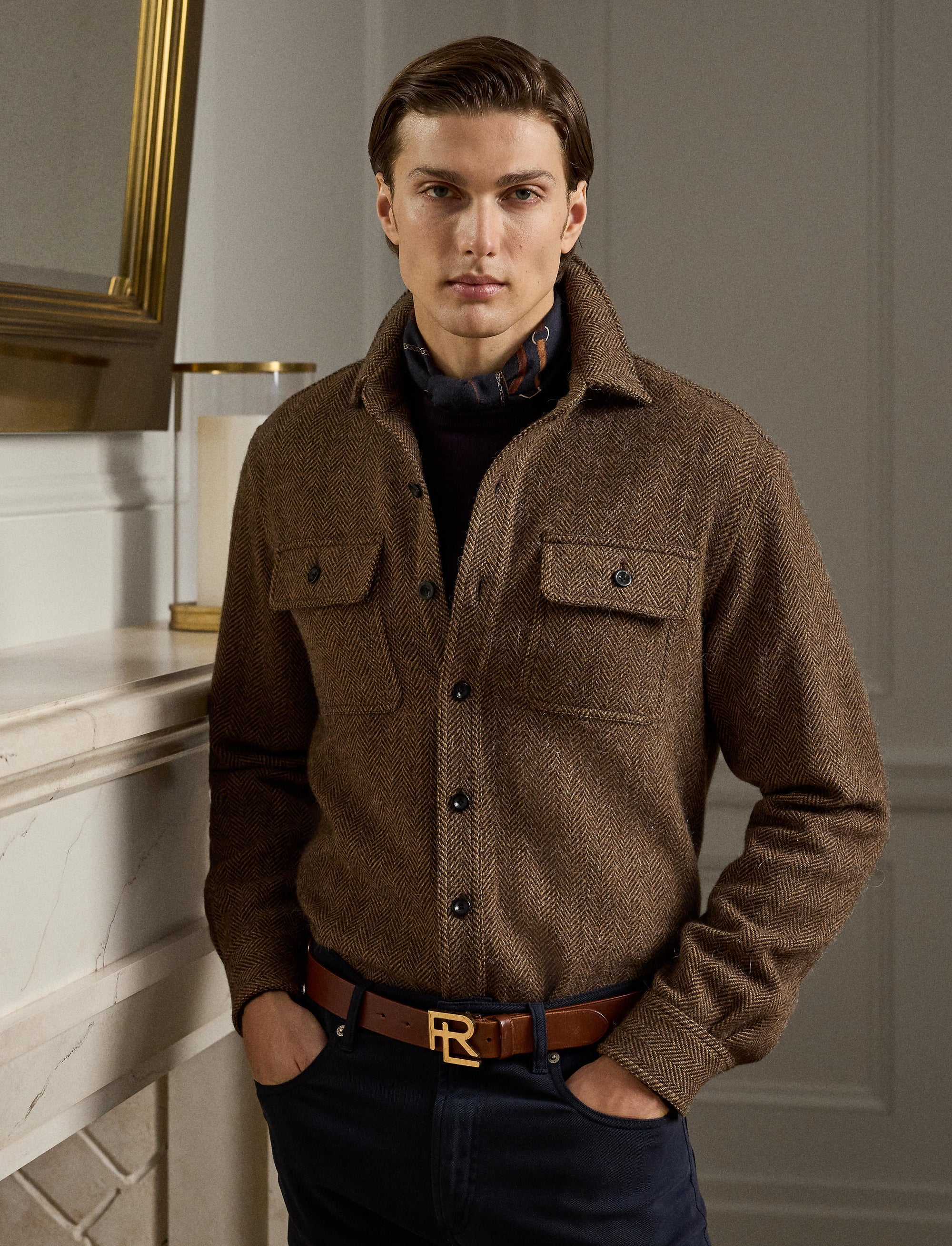 Wool and cashmere blend button-down sports shirt - Multicolour