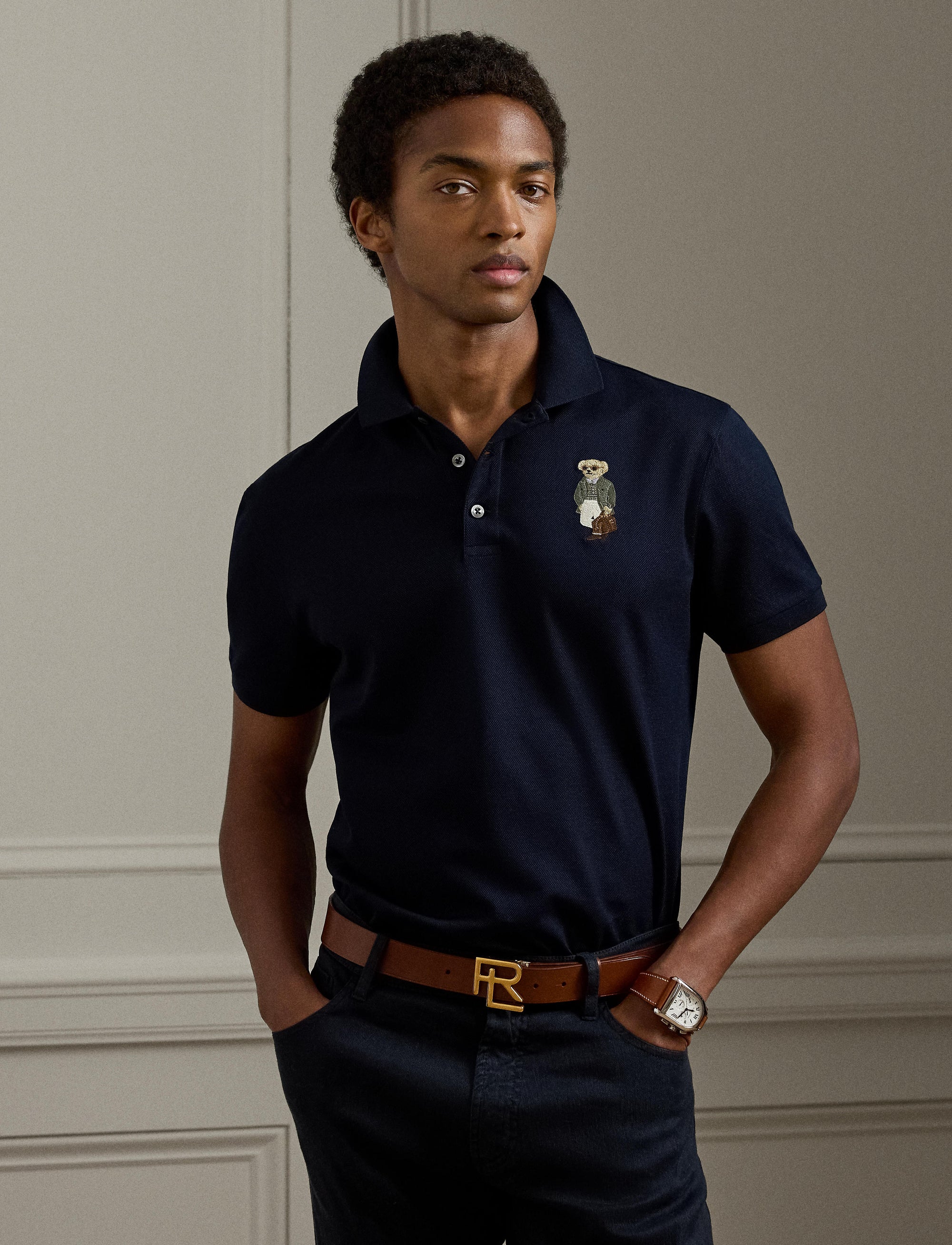 Bear Custom Slim pique polo shirt - Classic Chairman Navy