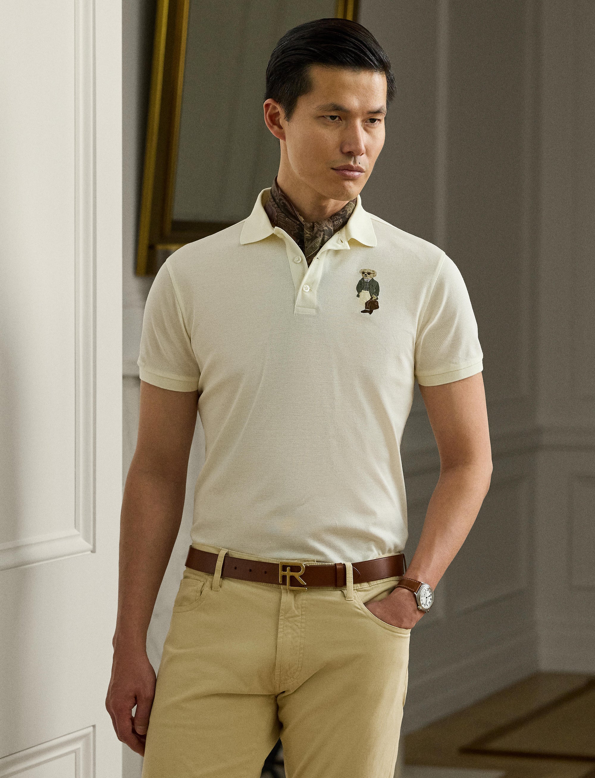 Polo Polo Bear Custom Slim en piqué - Classic Cream