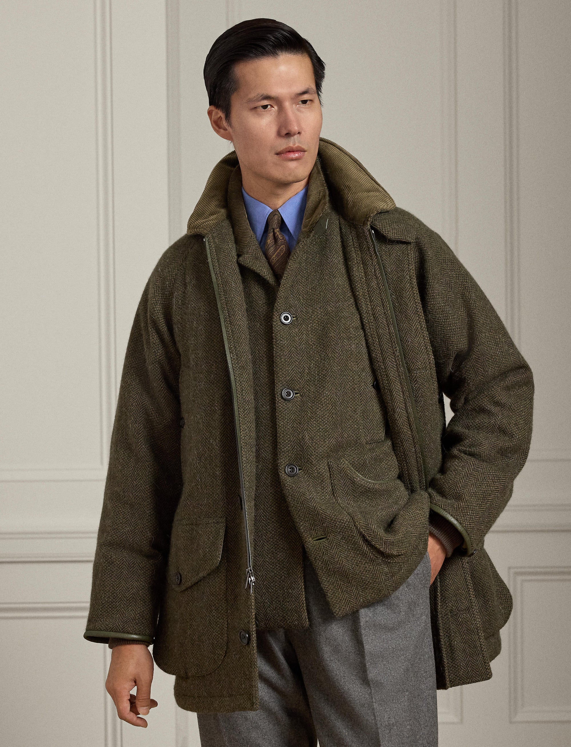 1pcs / NEW // OLIVE/LODEN MULTI PURPLE DECO COAT NO SUBCLASS WALLACE JKT