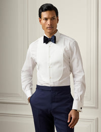 Dinner jacket shirt with piqué bib - White