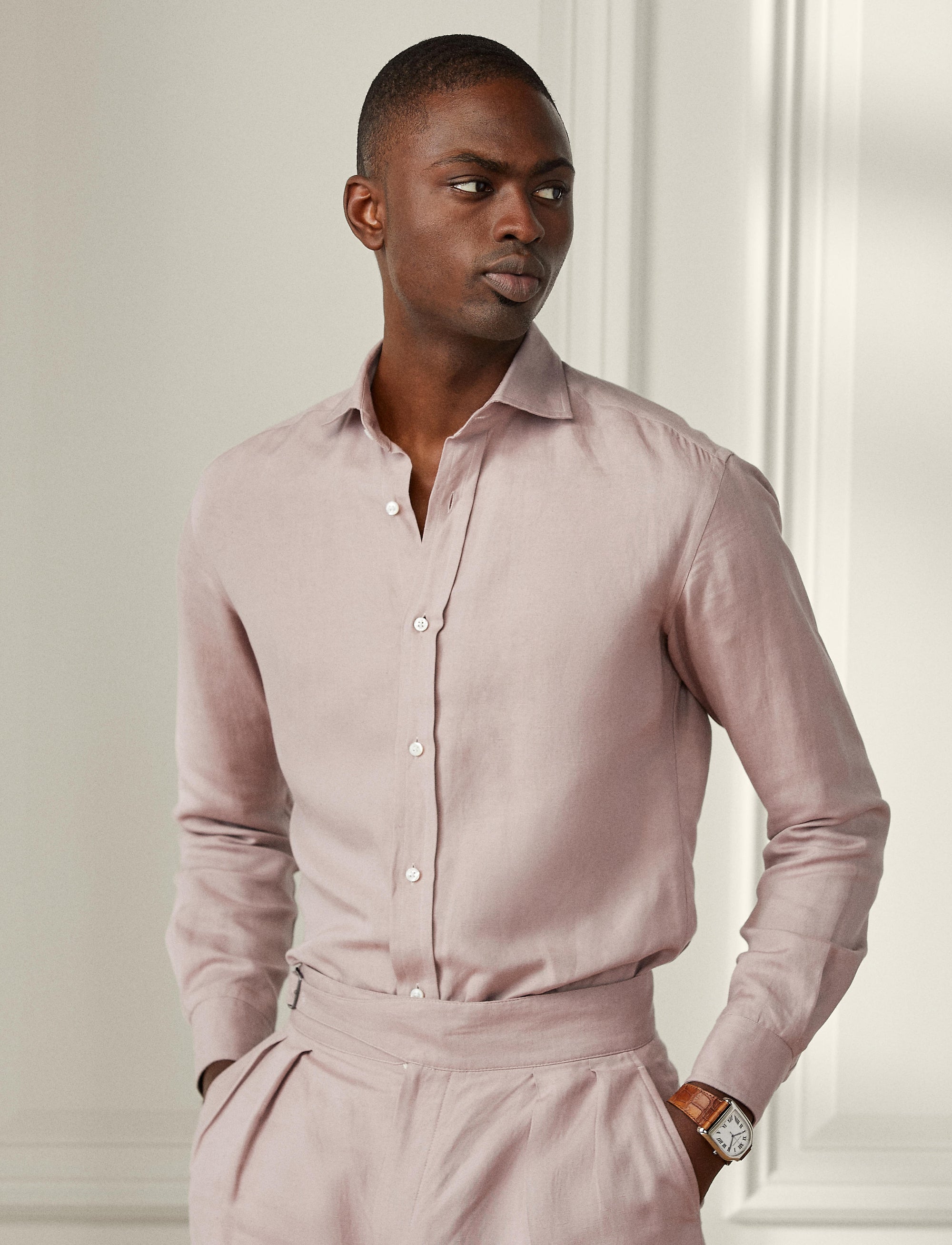 Linen and silk shirt - Dusty Pink