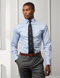 Chemise rayée en sergé infroissable - Light Blue & White