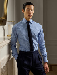 Striped poplin shirt - Light Blue & Navy