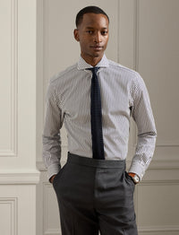 Chemise rayée en popeline - White & Navy