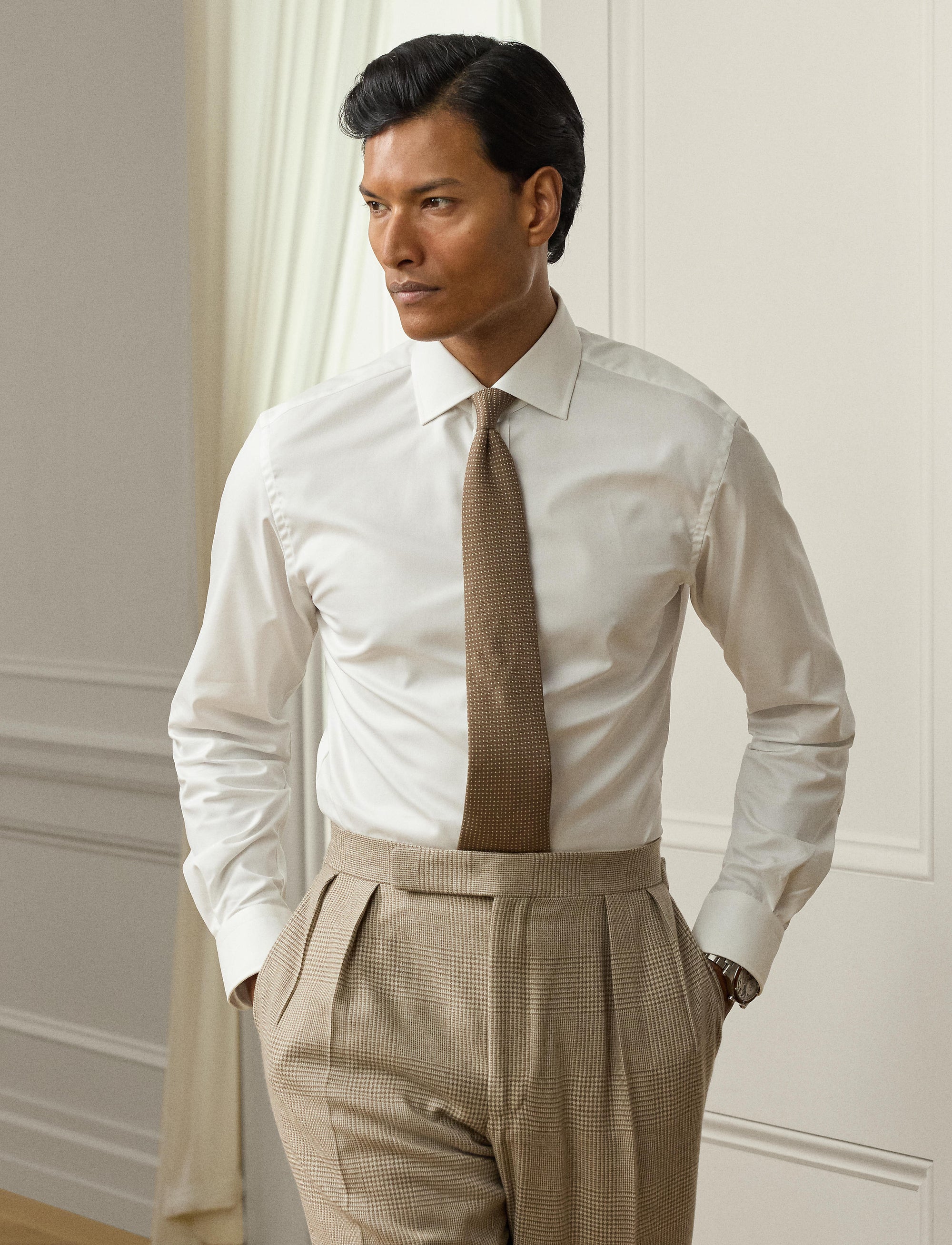 Wrinkle-resistant twill shirt - White