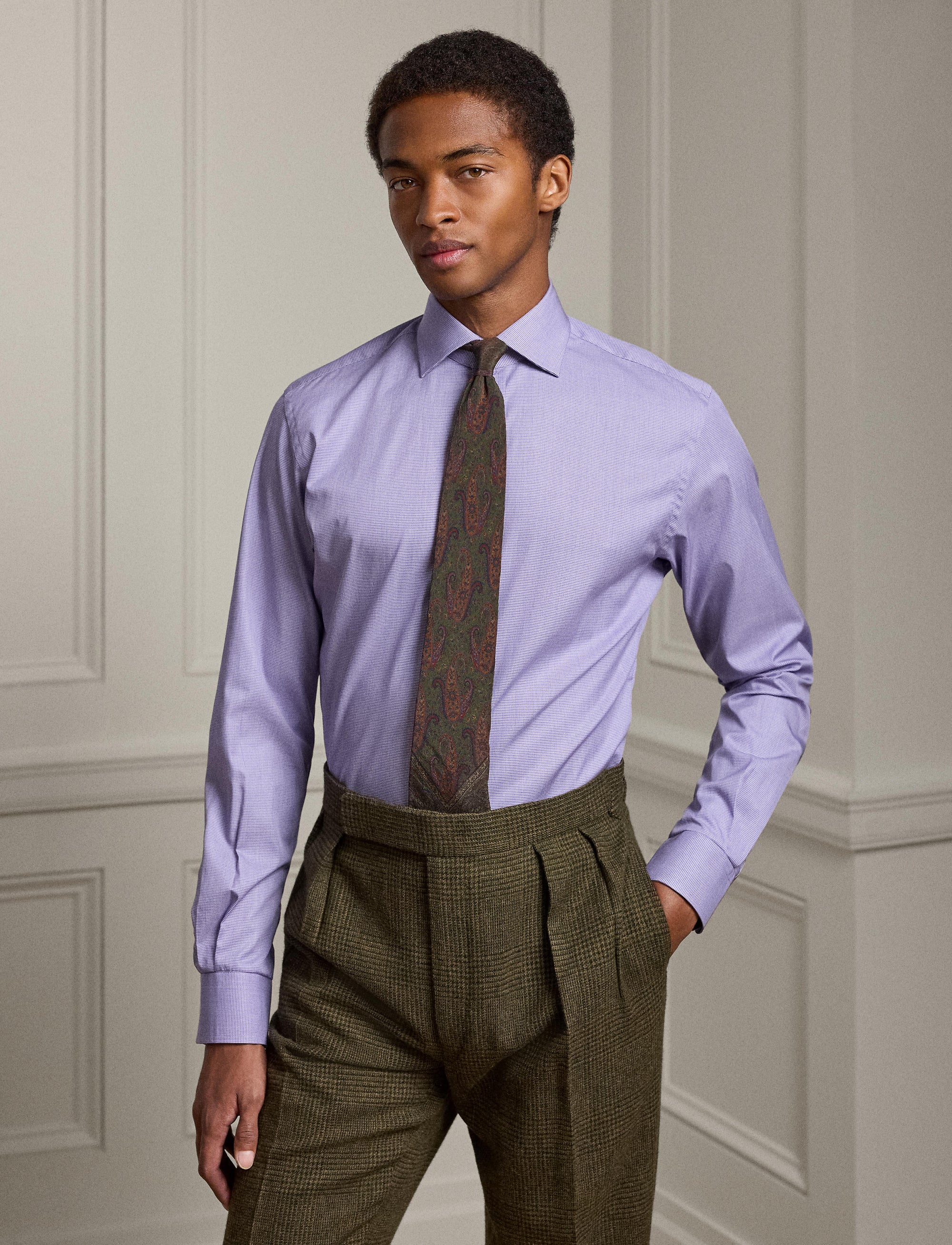 Chemise micro pied-de-poule sergé - Amethyst
