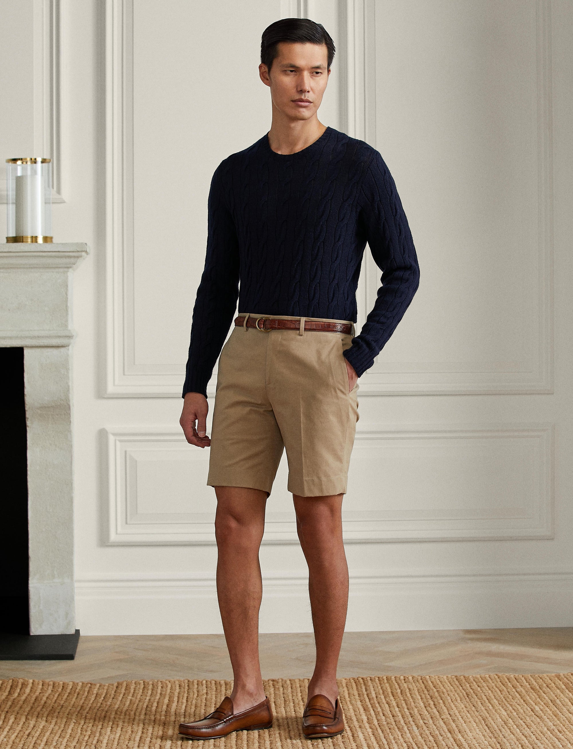 Short Straight Fit en chino stretch - Khaki