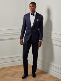 Smoking Gregory revers pointe en gabardine de laine - Navy