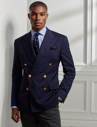 Gregory twill blazer with notched lapels - Navy