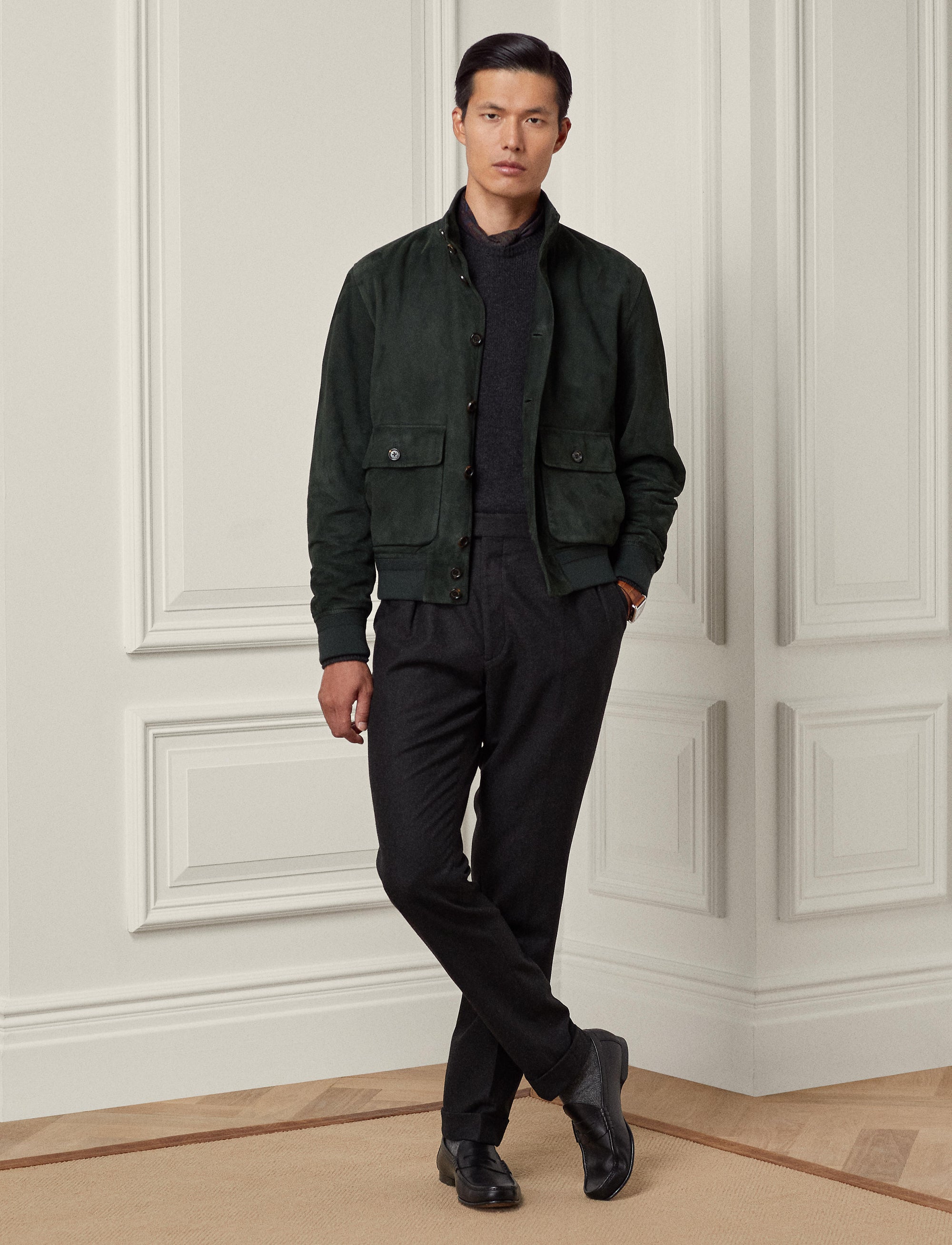 Gregory wool flannel trousers - Charcoal