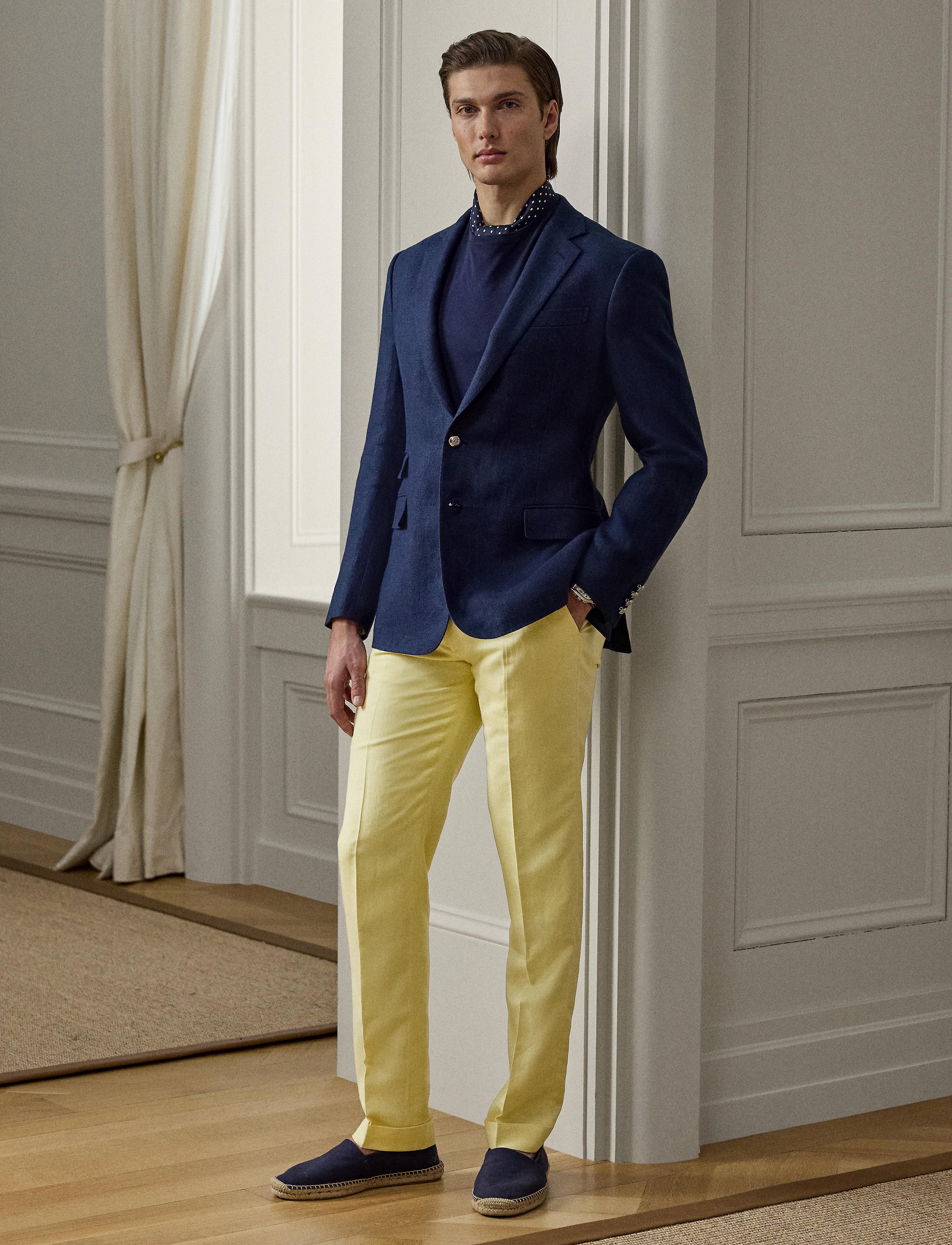 Pantalon Gregory en soie et lin mélangé - Lemon Meringue