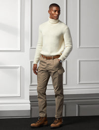 Cotton blend stretch cargo trousers - Taupe