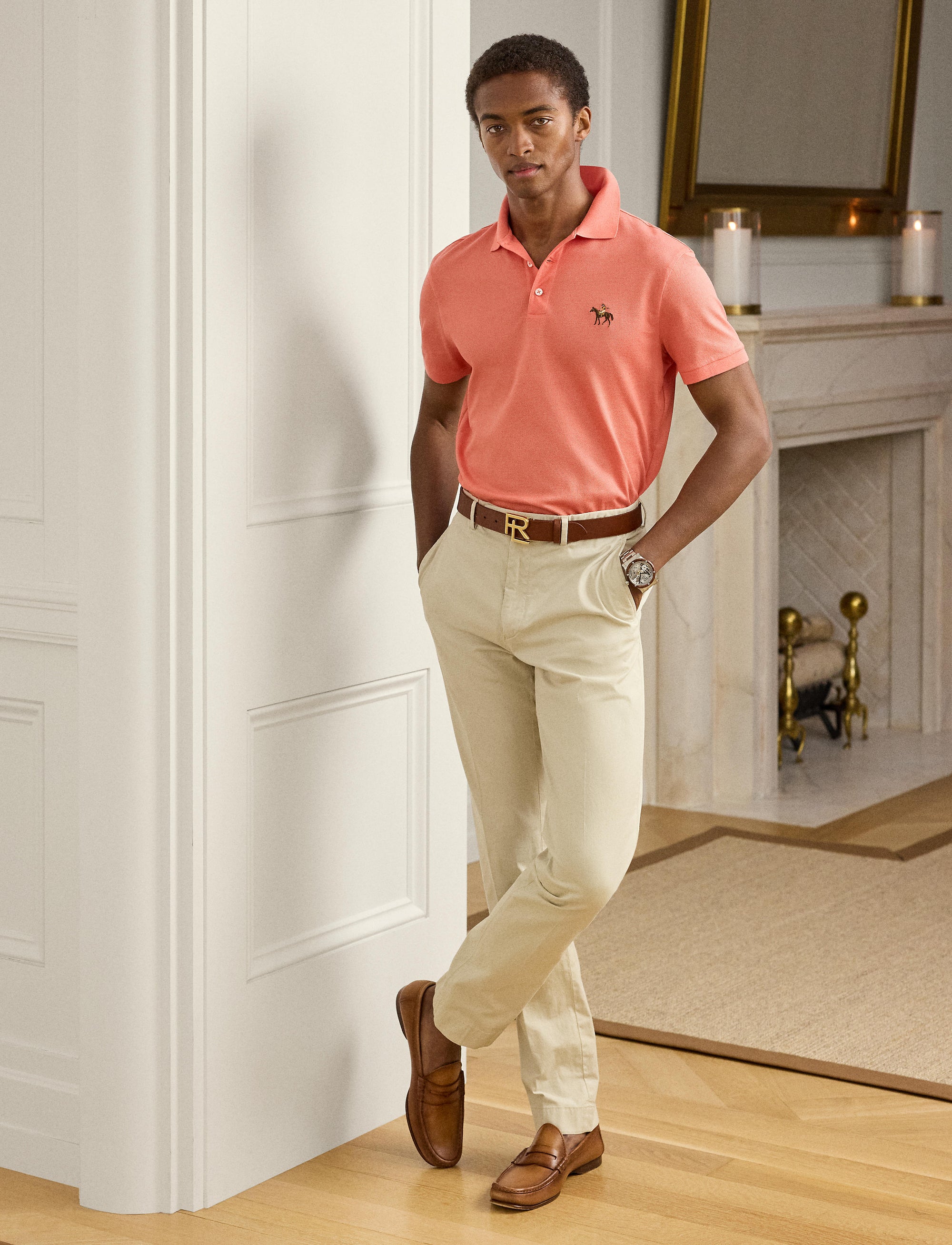 Slim-fit stretch chino trousers - Classic Stone