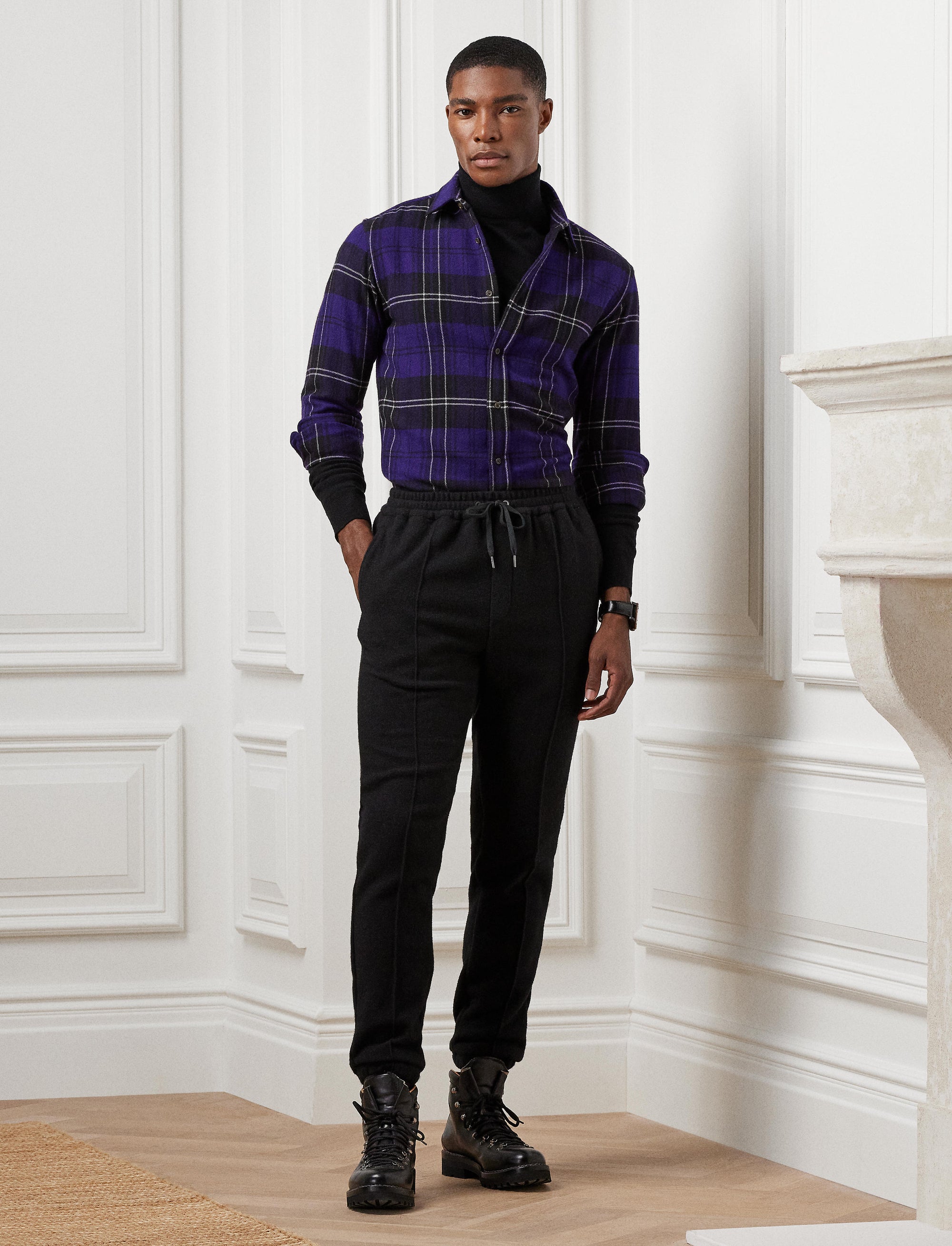 Pantalon de jogging en cachemire et laine mélangé - Black