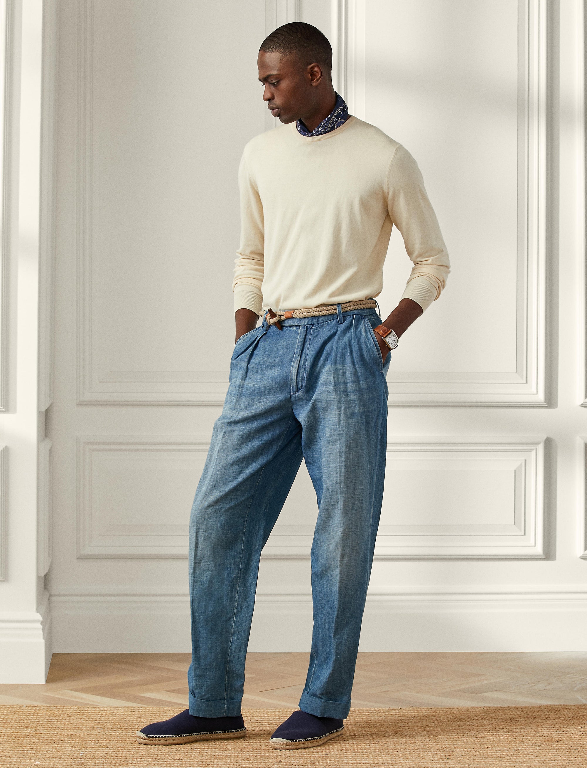 Pantalon à poches en lin - Indigo