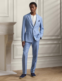 Pantalon Gregory fait main en soie et lin mélangé - Infinity Blue