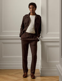 Pantalon en soie et lin mélangé - Luggage Brown