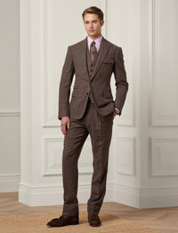 Kent 3-piece suit in wool - Dark Taupe & Multicolour
