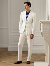 Pantalon Gregory en soie et lin mélangé - Classic White