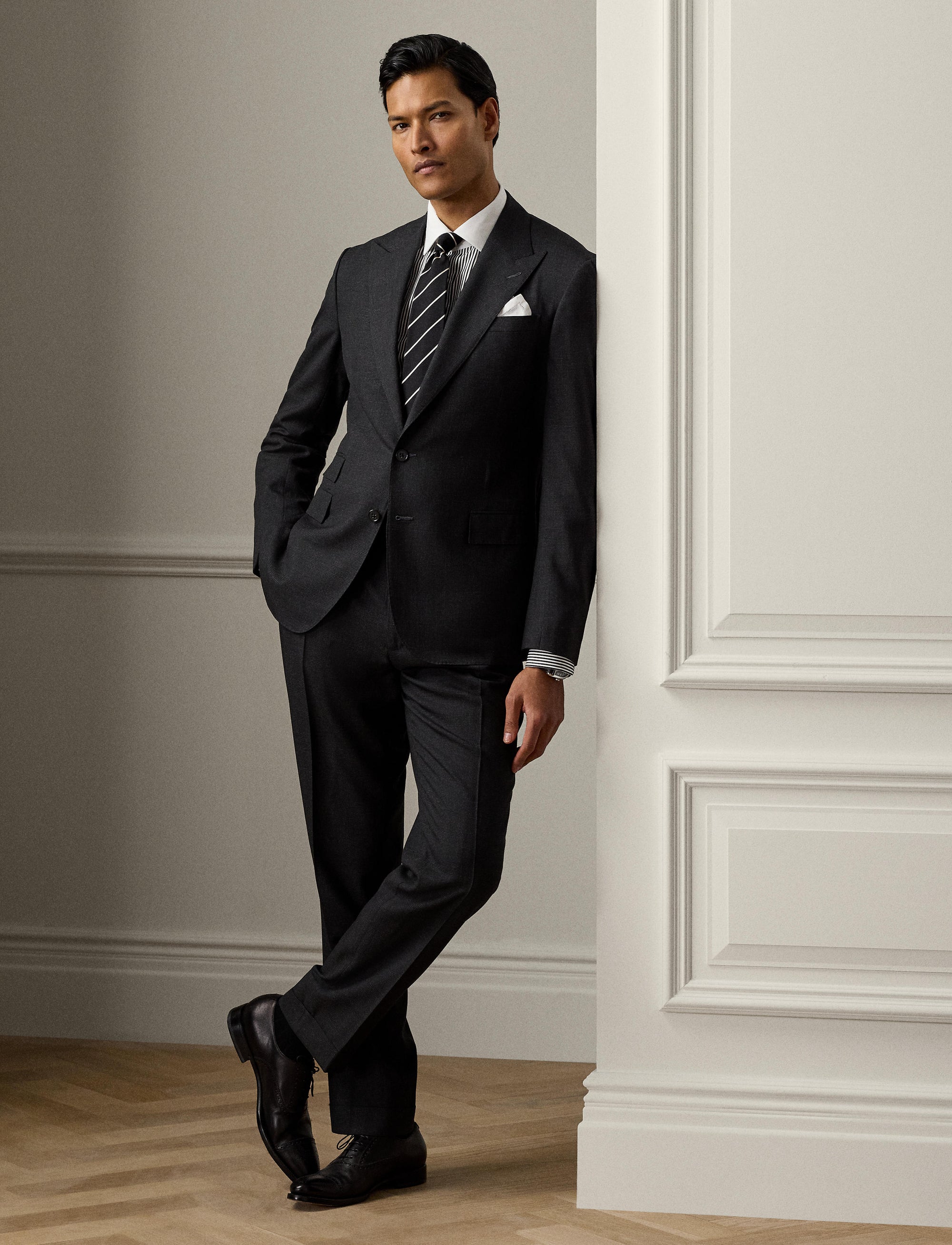 Costume Kent prince-de-galles en laine - Charcoal & Dark Grey