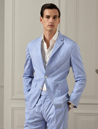 Veste de costume rayée en popeline - Blue & White