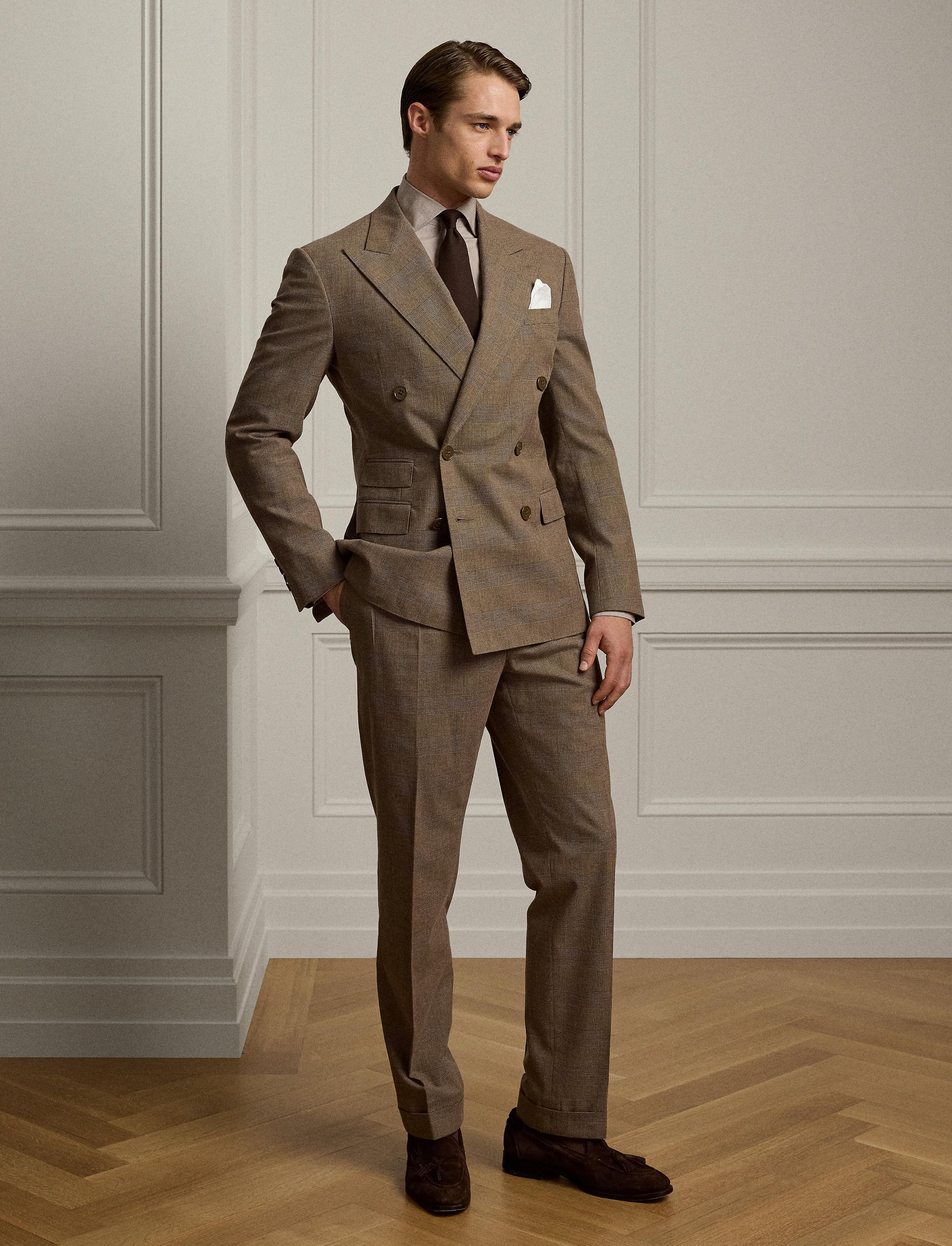 Kent Prince of Wales wool suit - Camel & Brown