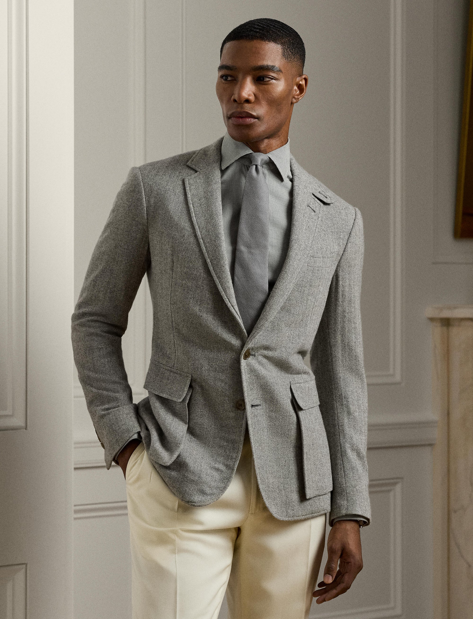Veste Kent en cachemire - Light Grey & Multicolore