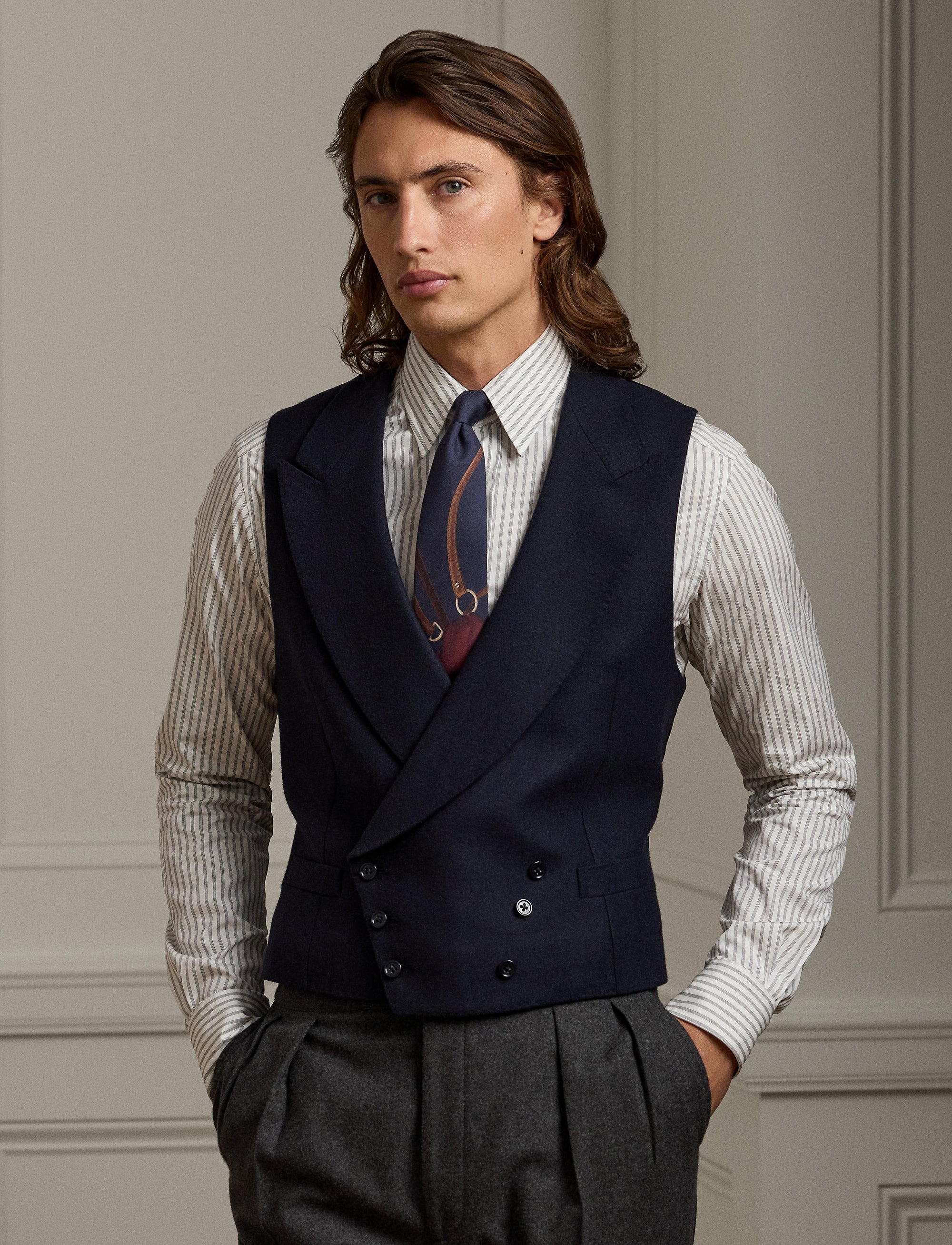 Wool flannel cardigan - Navy