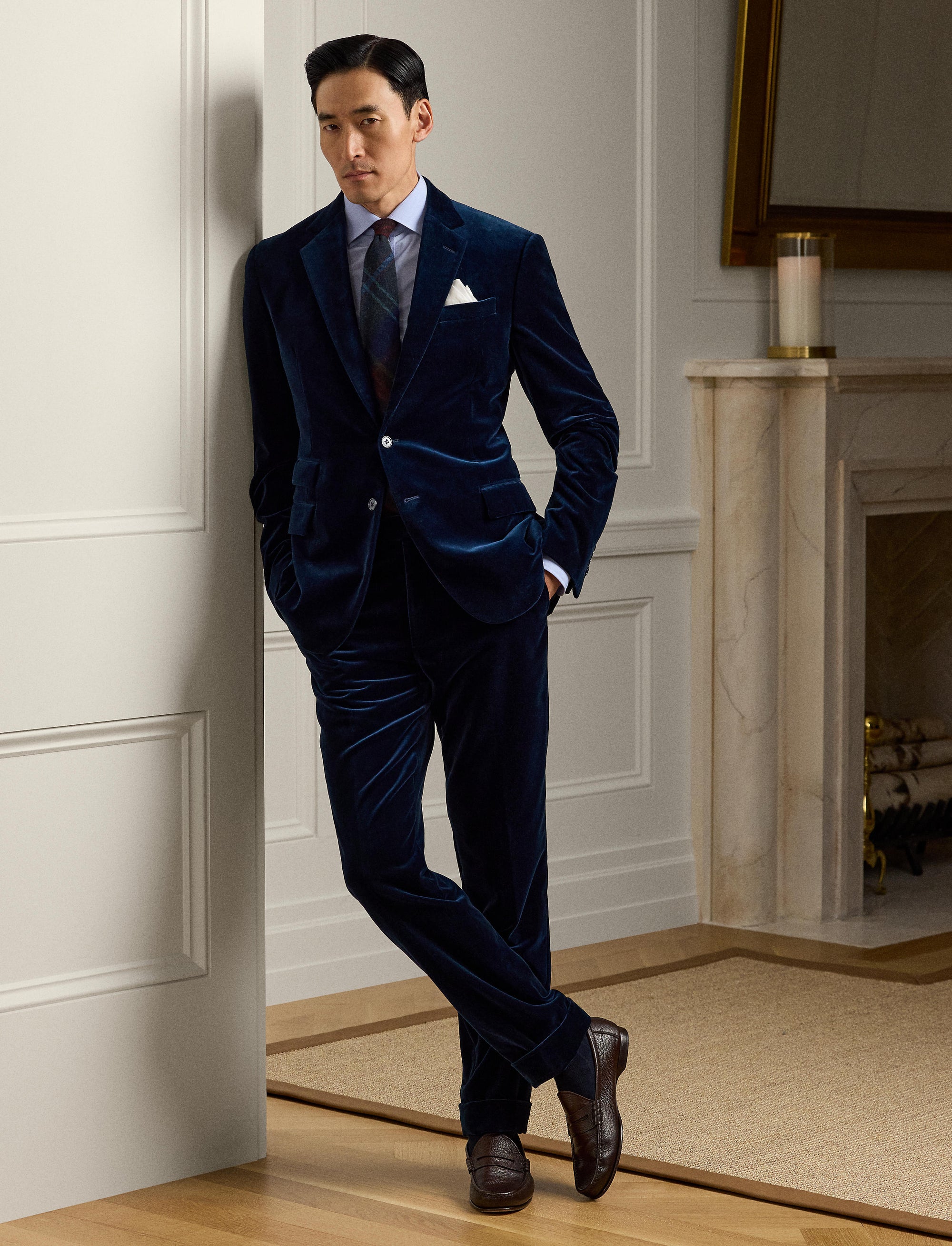 Gregory velvet trousers - Pageant Blue