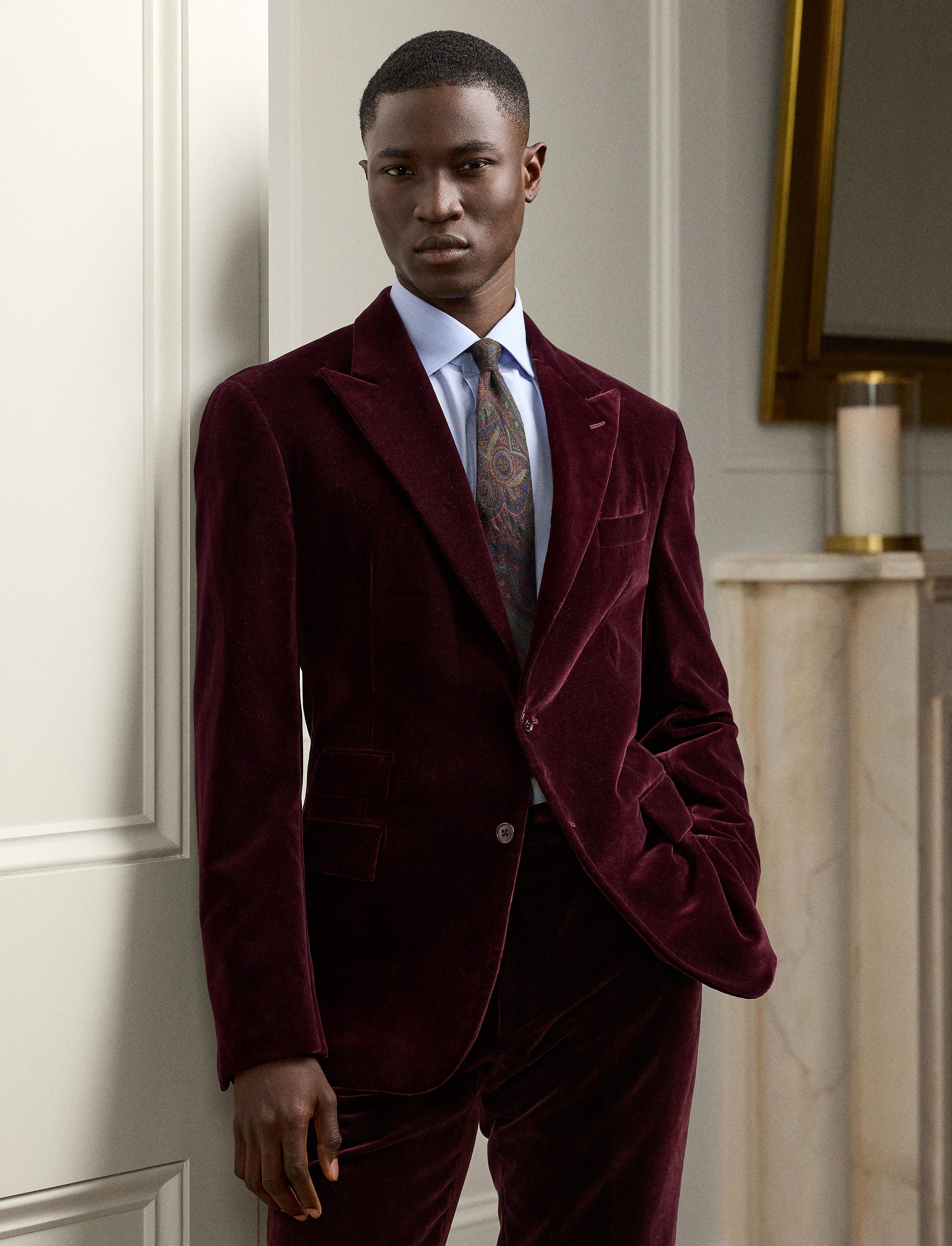 Veste Kent en velours - Dark Maroon