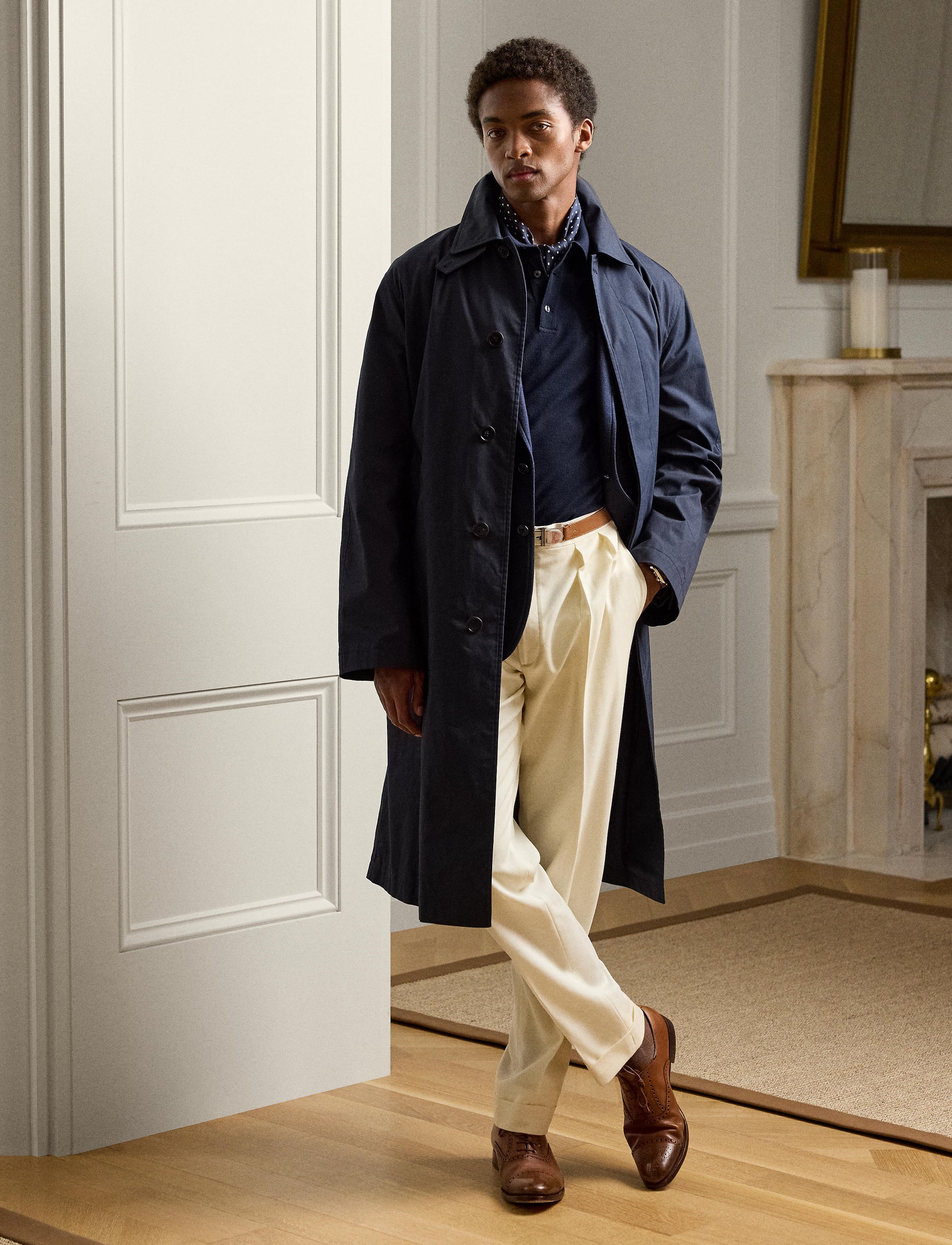 Trench-coat balmacaan rangeable en laine - Navy