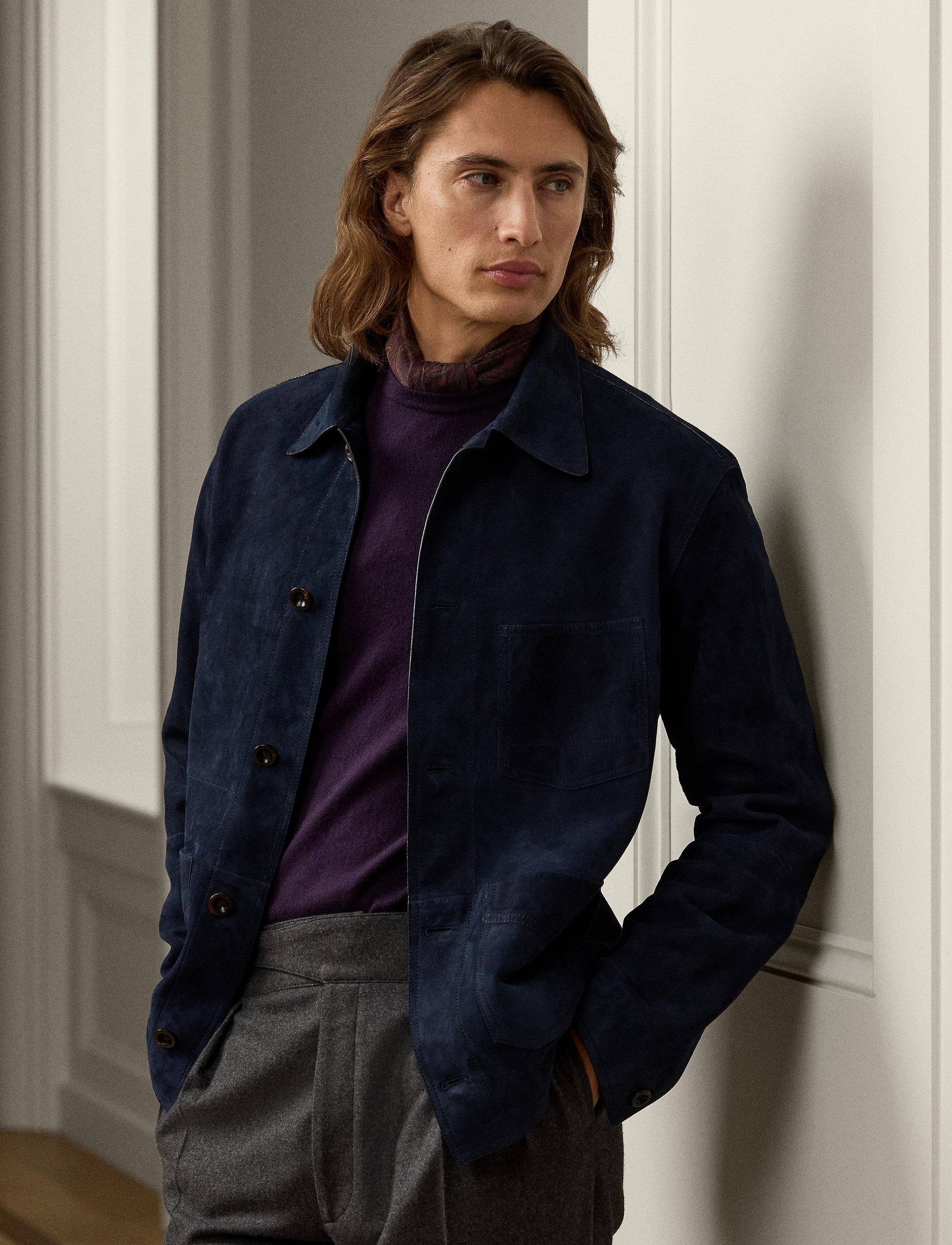 Veste Burnham en daim - Navy