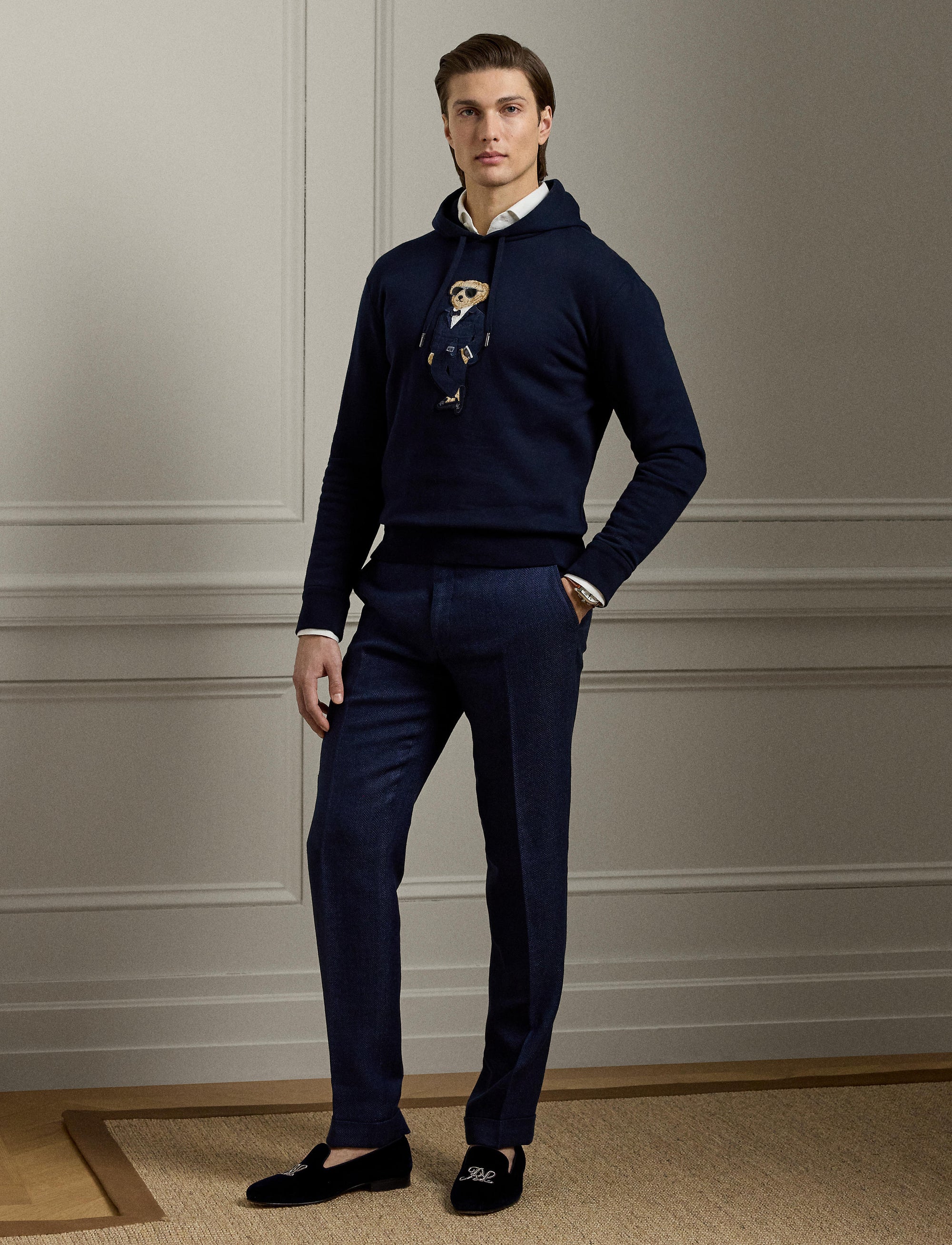 Gregory dress trousers in linen - Navy