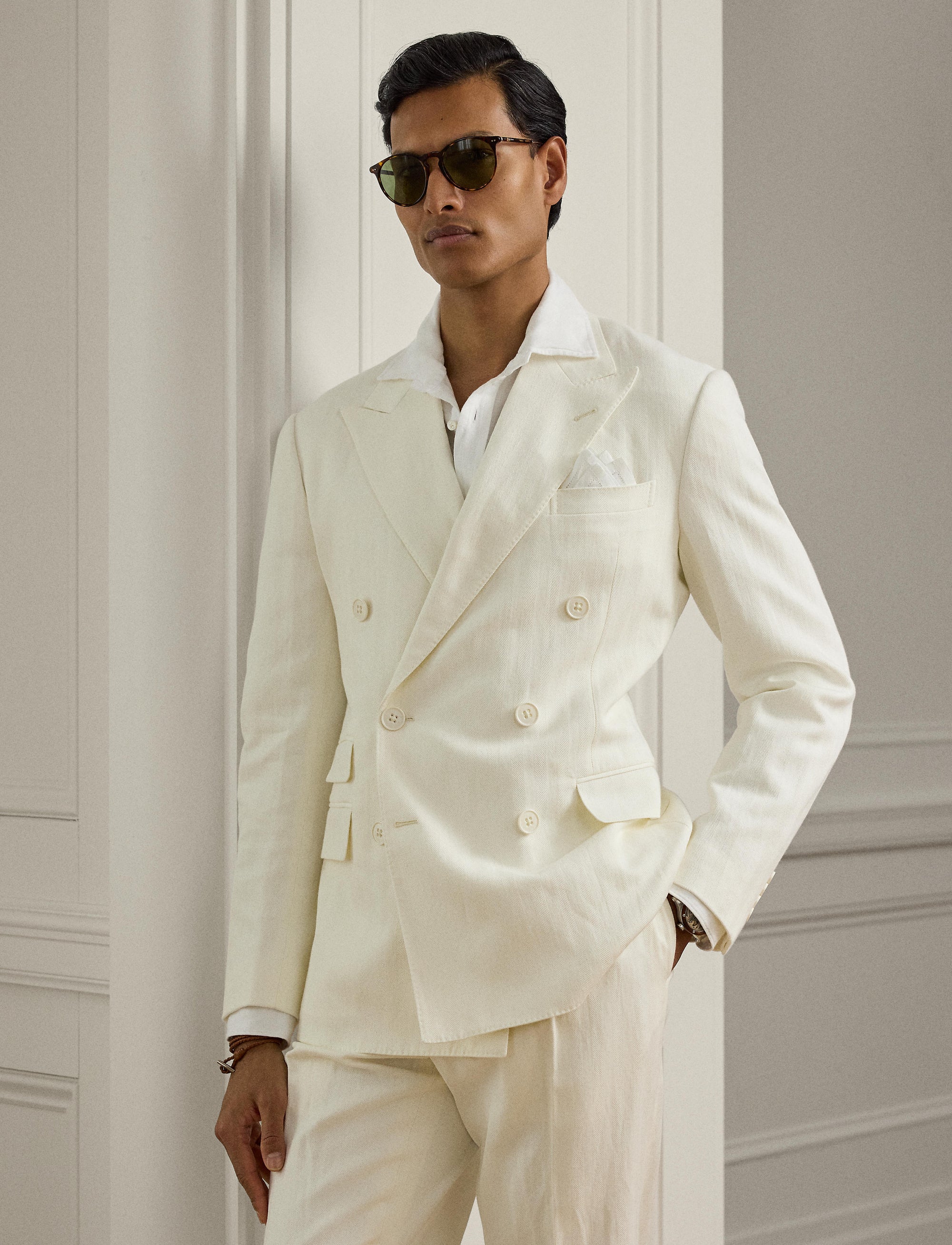 Veste de costume Kent fen lin - Lux Cream
