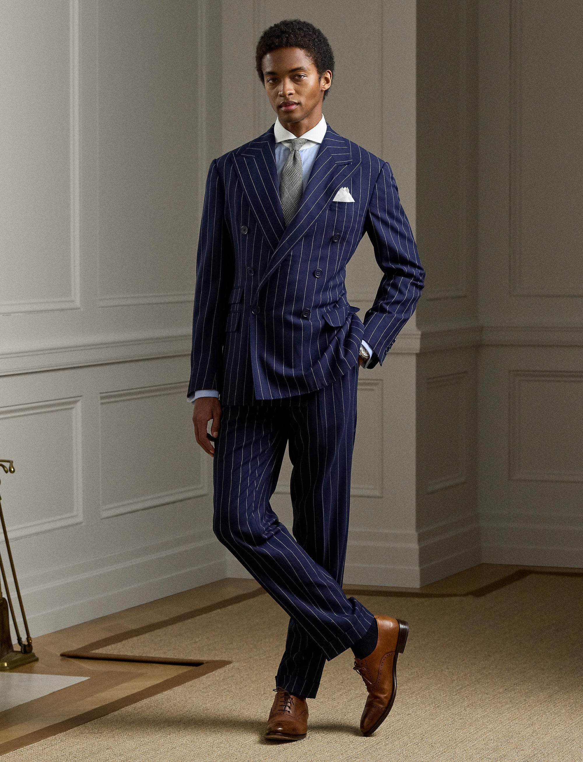 Costume Kent en lin et laine mélangée - Navy & White