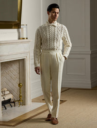 Pantalon de costume Gregory en soie et lin mélangé - Classic Cream