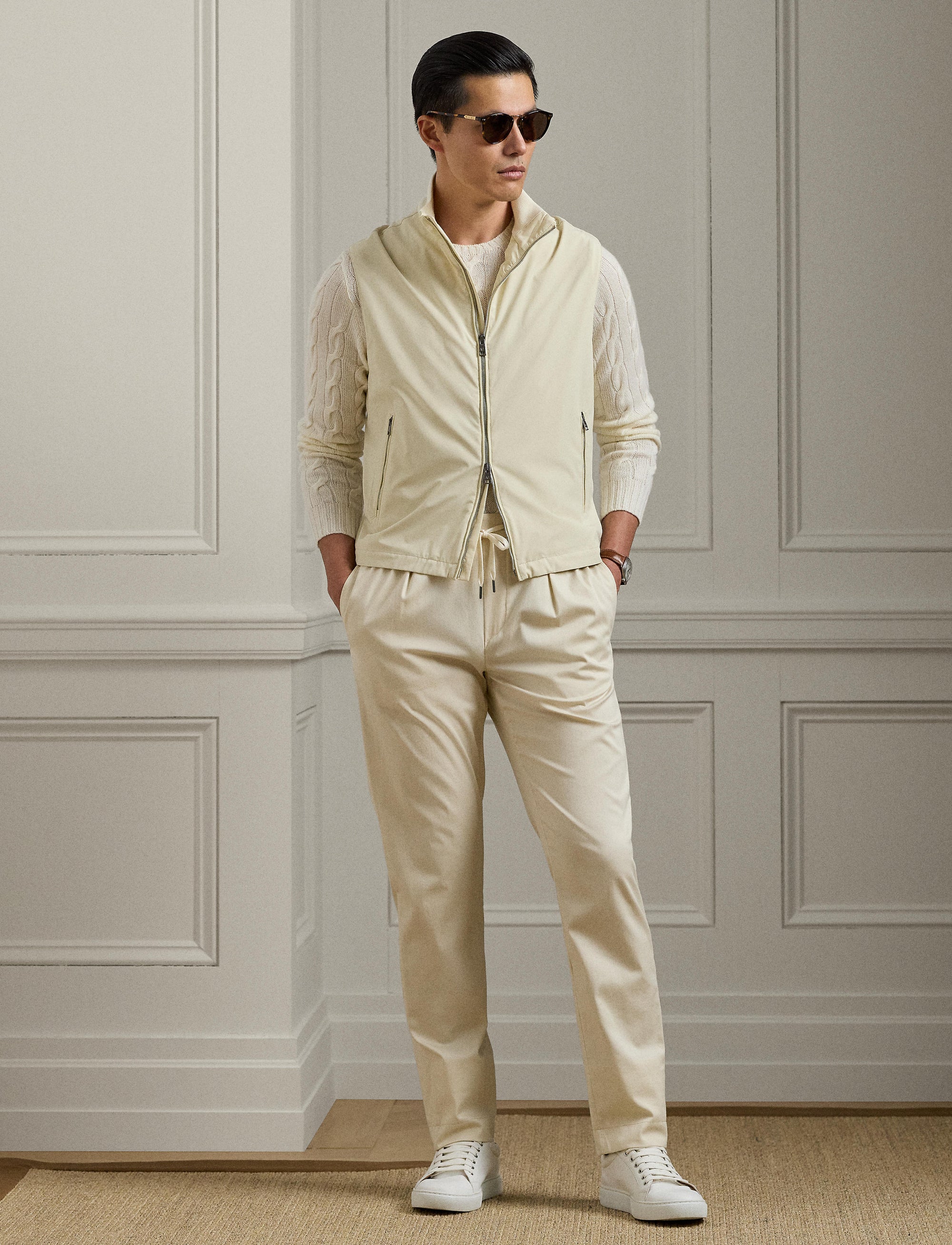 Pantalon en satin stretch - Limestone